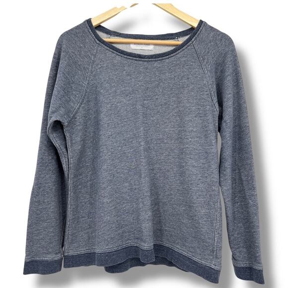 Everlane The Crew Pullover Sweatshirt Cotton Women’s M Blue Marled Loungewear - Picture 1 of 6